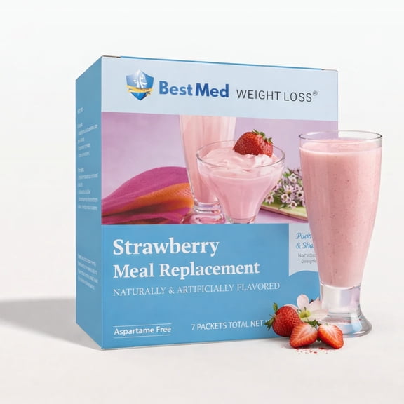 BestMed - Strawberry Pudding  Shake | Aspartame Free (7/Box)