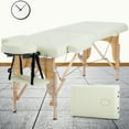 thumbnail image 1 of BestMessage  73” Long 2 Foldabe & Portable Massage Table Carry Case Heigh Adjustable Salon Bed Face Cradle Bed,Cream White, 1 of 7