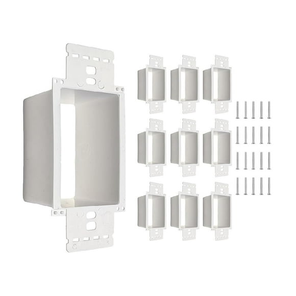 BestMounts - 10 Pack Electrical Power Outlet Box Extender Kit Single Gang Box Extender - Single Receptacle Heavy Duty Plastic (White)
