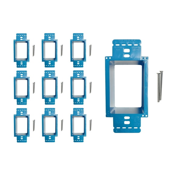 BestMounts - Electrical Power Outlet Box Extender Kit Single Gang Box Extender - Single Receptacle Heavy Duty Plastic (10 Pack, Blue)