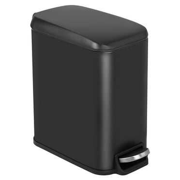 BestOffice 1.3 Gallon Plastic Kitchen Step Trash Can with Removable Bucket Slim for Indoor(Black)