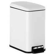 BestOffice 1.3 Gallon Plastic Kitchen Step Trash Can with Removable Bucket Slim for Indoor(White)