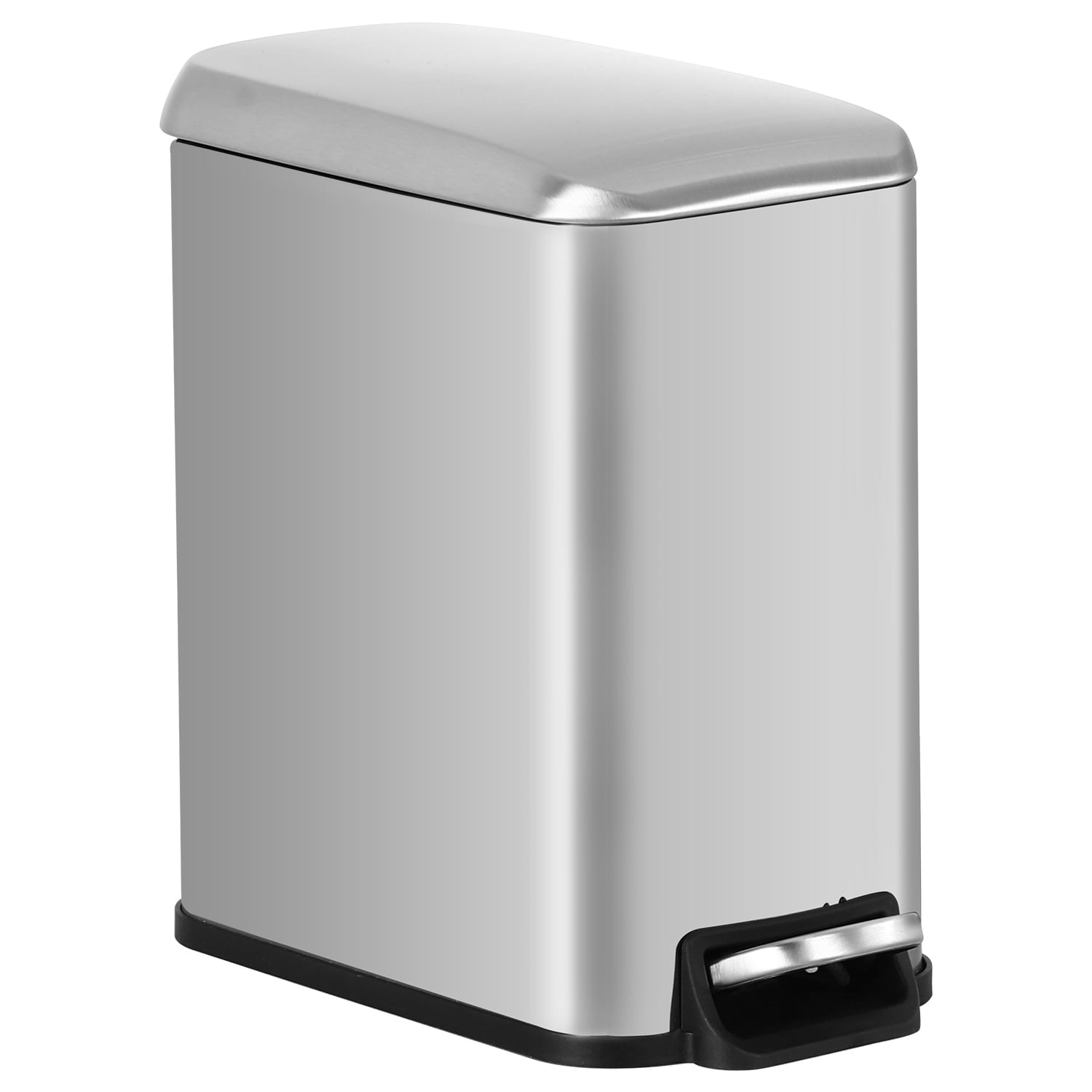 BestOffice 1.3 Gallon Stainless Steel Trash Can with Removable Bucket Slim for Indoor(Silver)