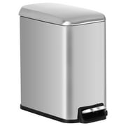 BestOffice 1.3 Gallon Stainless Steel Trash Can with Removable Bucket Slim for IndoorSilver