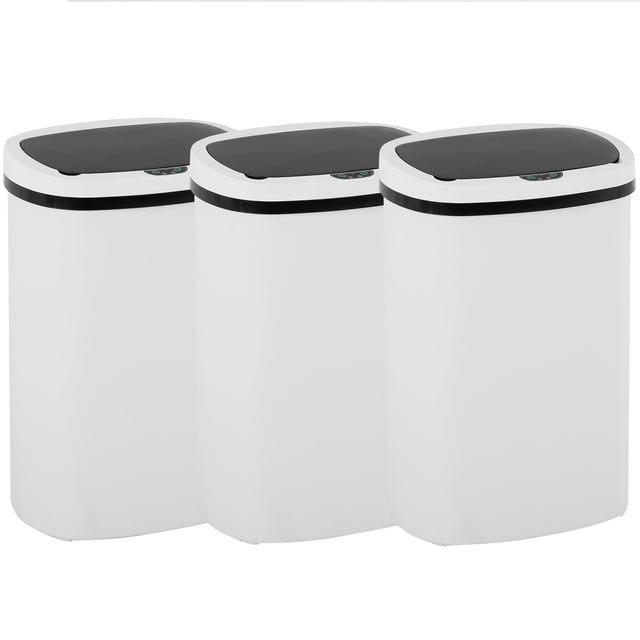 BestOffice 13 Gallon Plastic Touchless Trash Can with Motion Sensor for Indoor Use, 3 Pack(White)