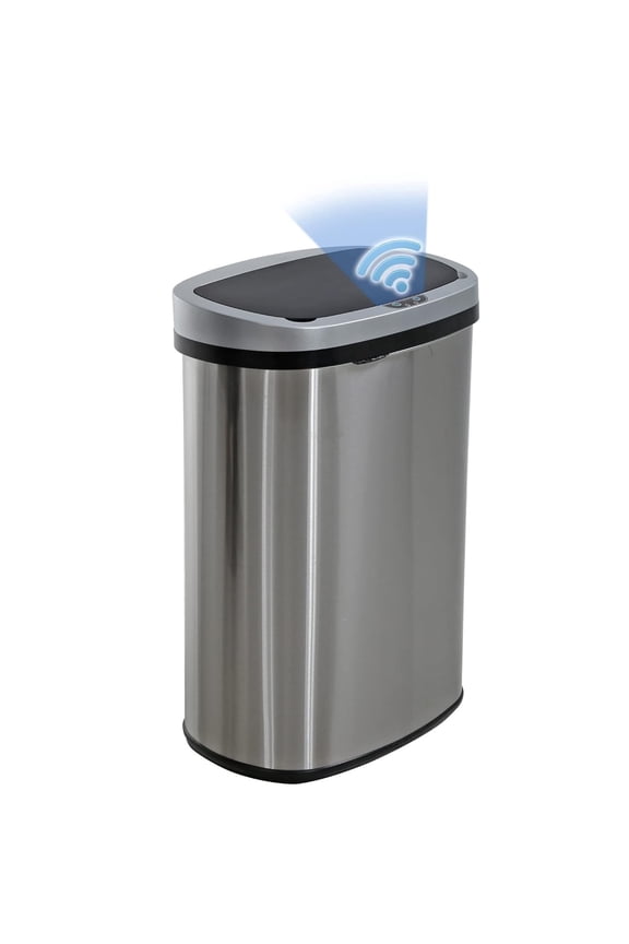 13 Gallon Stainless Steel Touchless Kitchen Trash Can with Motion Sensor for Indoor Use(Silver)