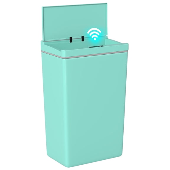 BestOffice 13 gallon Automatic Plastic Trash Can with Lid, Touch Free with Motion Sensor for Indoor Use(Blue)