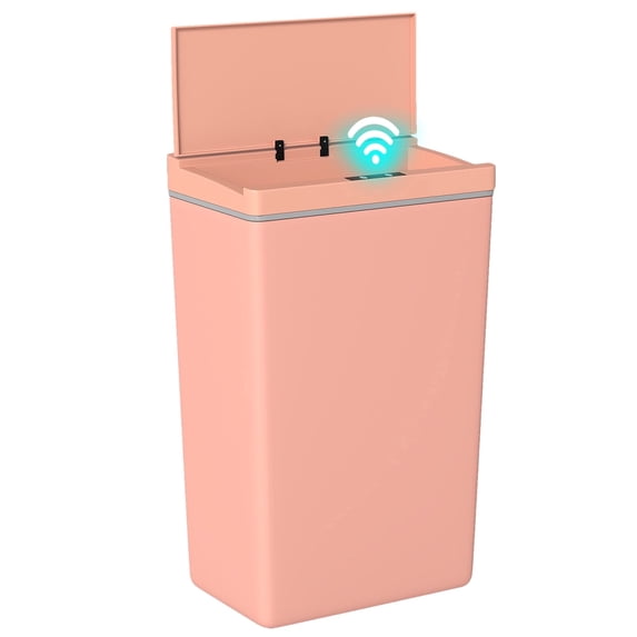 BestOffice 13 Gallon Automatic Plastic Trash Can with Lid, Touch Free with Motion Sensor for Indoor Use(Pink)