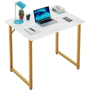 BestOffice 32 inch Computer Desk,Office Desk with Metal Frame,Adults can easily use it,Gold