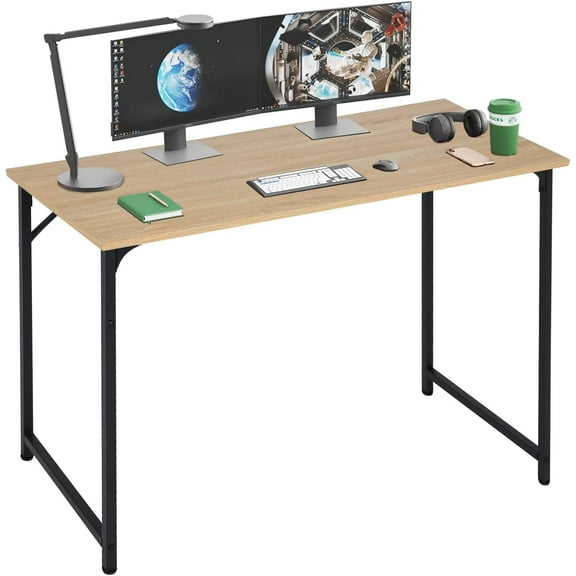 BestOffice 39.4 inches Computer Desk,Modern Simple Style PC Desk with Metal Frame,Nature