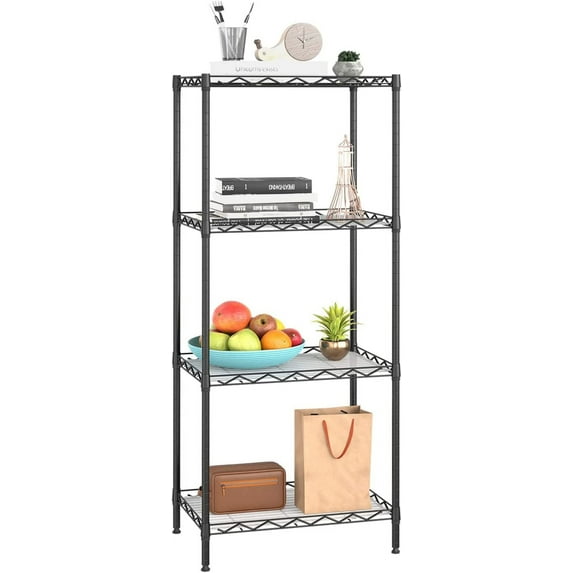 BestOffice 4 Tier Layer Storage Shelves Wire Metal Shelf for Laundry Bathroom Kitchen Garage(18L x 12W x 44H),Black