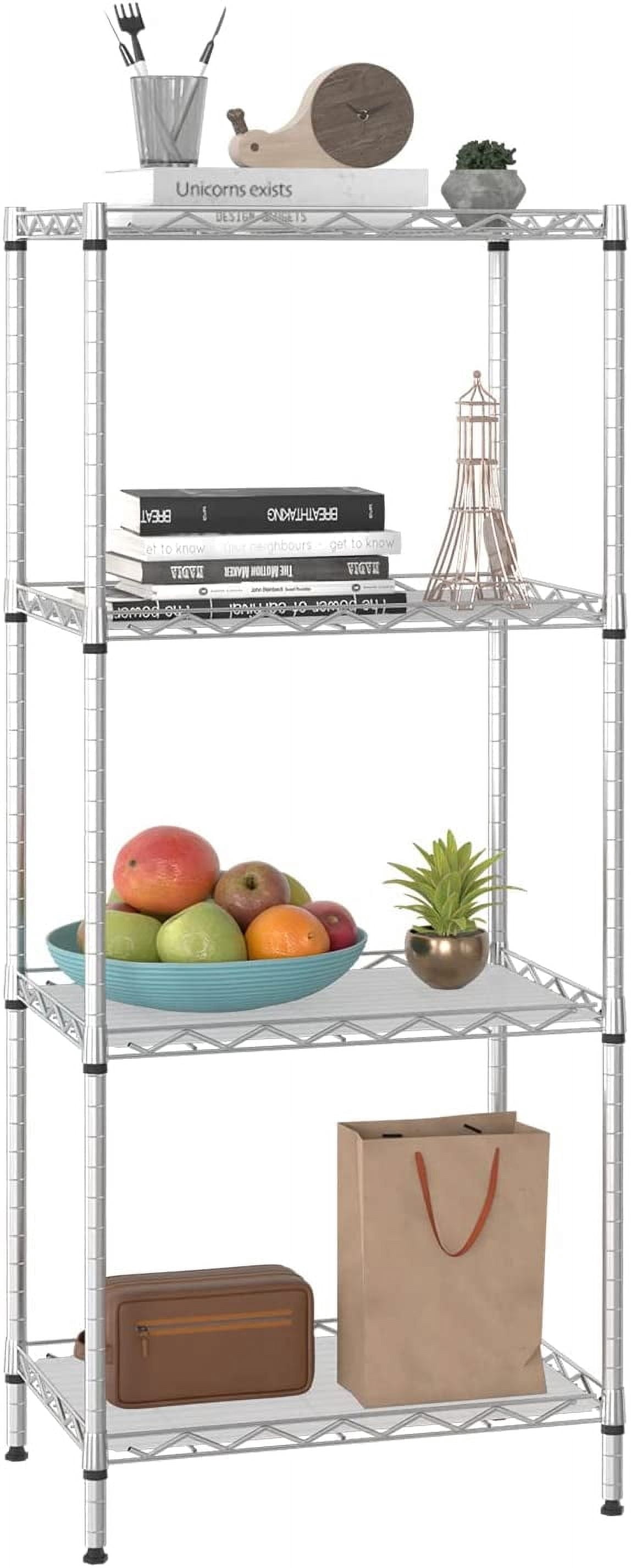 BestOffice 4 Tier Layer Storage Shelves Wire Metal Shelf for Laundry Bathroom Kitchen Garage(18L x 12W x 44H),Chrome