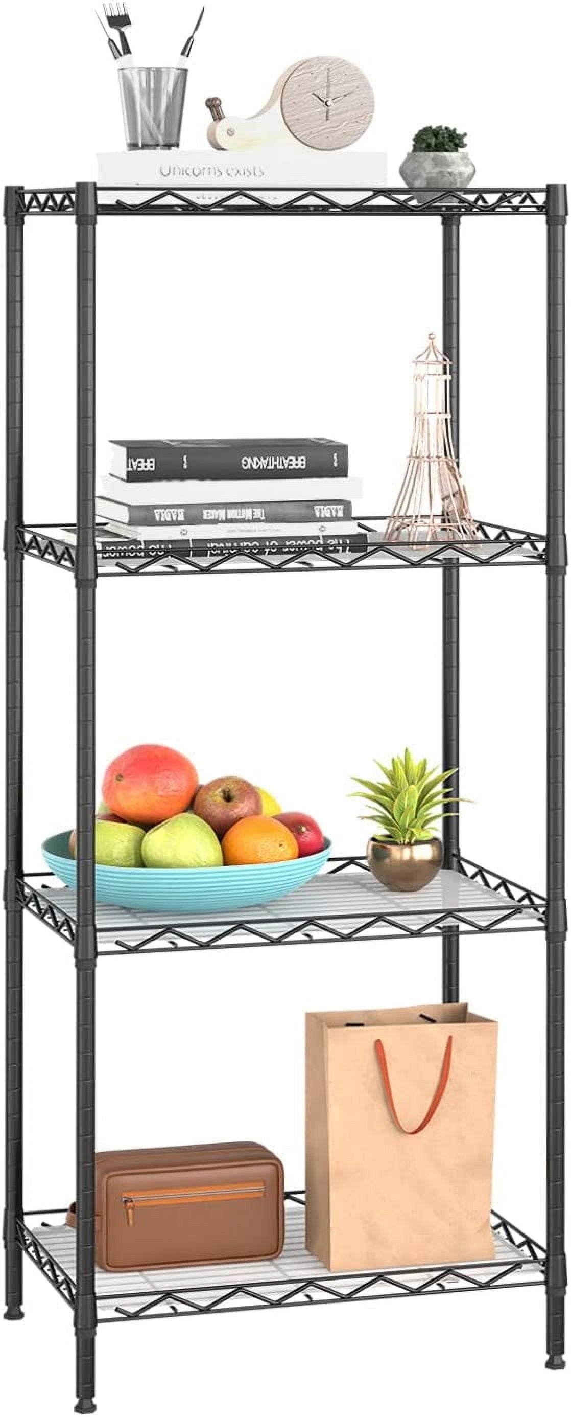 BestOffice 4 Tier Layer Storage Shelves Wire Metal Shelf for Laundry Bathroom Kitchen Garage(18L x 12W x 44H),Black