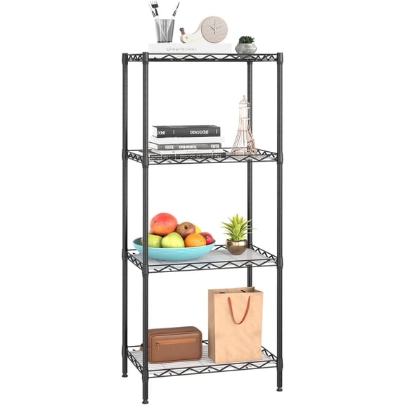 BestOffice 4 Tier Layer Storage Shelves Wire Metal Shelf for Laundry Bathroom Kitchen Garage(18L x 12W x 44H),Black