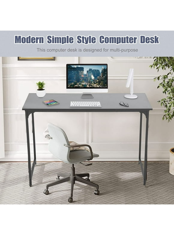 BestOffice 47 inch Computer Desk, Adjustable Sturdy Laptop Table for Adults with Metal Frame, Black