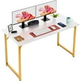 thumbnail image 1 of BestOffice 47 inch Computer Desk Modern Writing Desk for Adults,Gold, 1 of 7