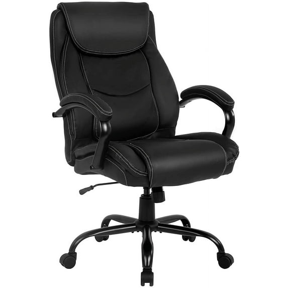 BestOffice 500lbs Wide Seat Ergonomic Office Chair, Big & Tall, PU Leather for Men, Women, Black