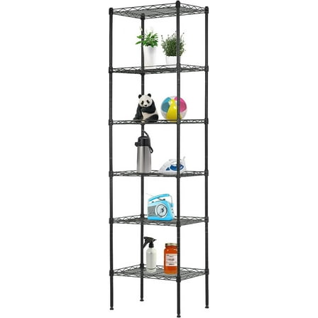 BestOffice Adjustable Storage Shelves Metal Storage Shelf fo adults(Black, 16.7L×11.8W×63.6H)