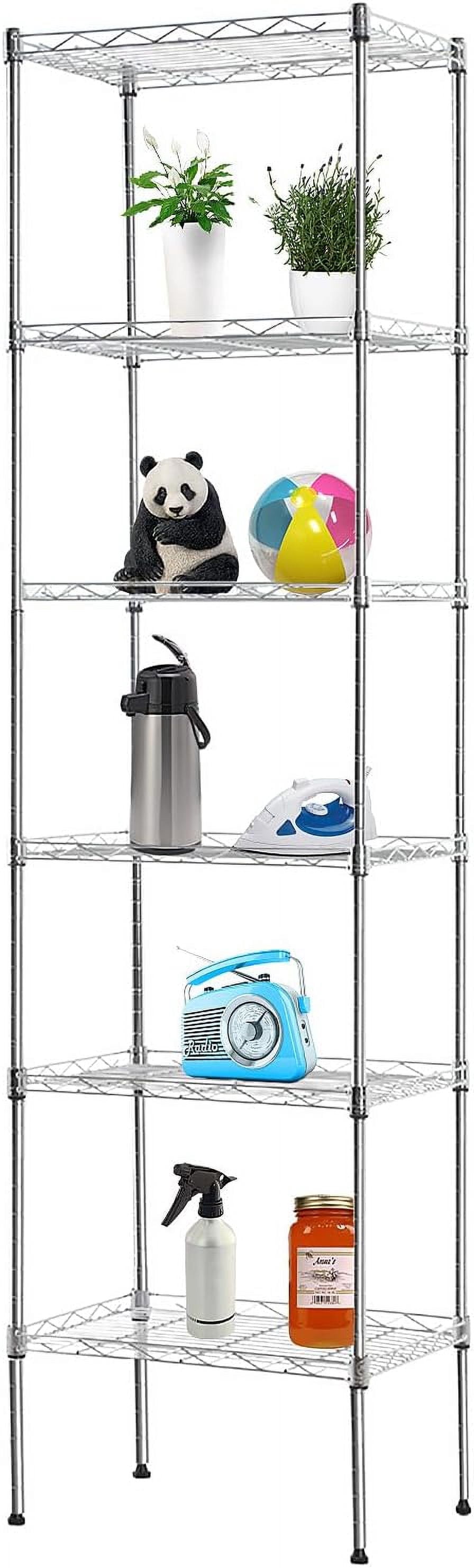 BestOffice Adjustable Storage Shelves Metal Storage Shelf fo adults(Chrome, 16.7L×11.8W×63.6H)