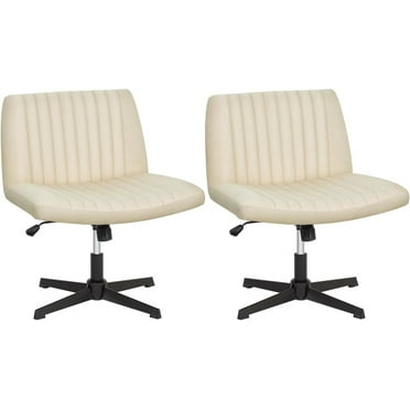 BestOffice Armless Office Chair, Criss Cross Legged, No Wheels Swivel for Men, Women, 2 Pack(Biege)