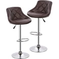 thumbnail image 1 of BestOffice Bar Stool Adjustable Height Leather Bar Stools With Seat Back Pad,Set Of 2,Brown, 1 of 8