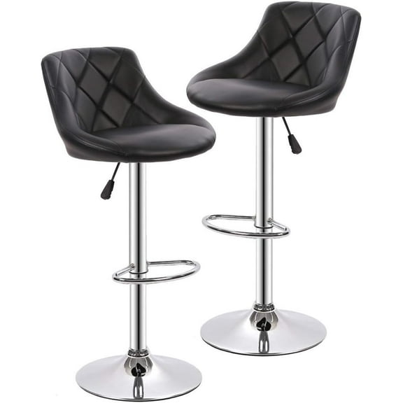 BestOffice Bar Stool with Adjustable Height, Black, Set of 2