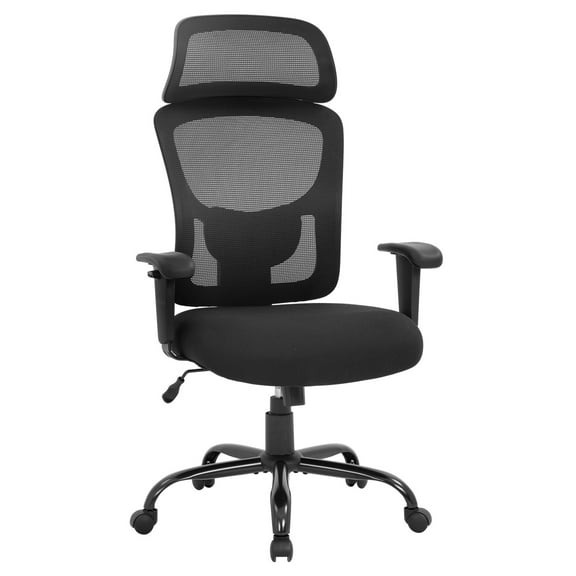 BestOffice Big and Tall Office Chair 400lbs Wide Seat Mesh Rolling Swivel Task Chair(Black)