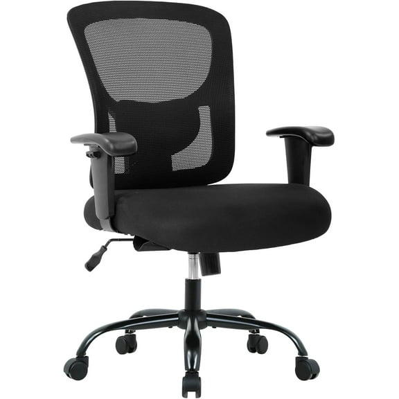 BestOffice Big and Tall Office Chair, Lumbar Support, Adjustable Arms and Height for Adults(Black)