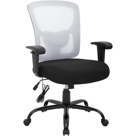 BestOffice Big and Tall Office Chair, Lumbar Support, Rolling Swivel for Men,  Women(White)