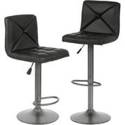 BestOffice Counter Height Bar Stools Set of 2 PU Leather Modern Height Adjustable Swivel Barstools Hydraulic Chair Bar Stools Black