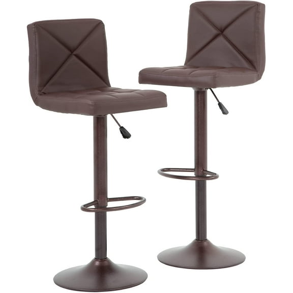 BestOffice Counter Height Bar Stools Set of 2 PU Leather Modern Height Adjustable Swivel Barstools Hydraulic Chair Bar Stools Brown