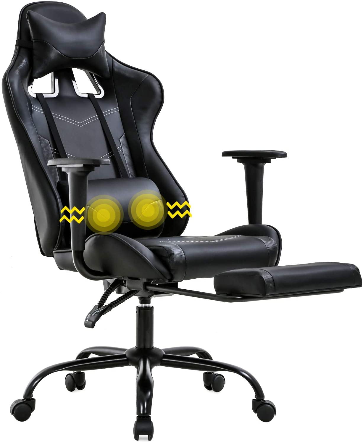 BestOffice Ergonomic Gaming Chair, Lumbar Support, Rolling Swivel for Men, Women(Black)