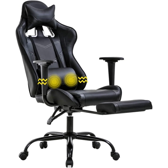 BestOffice Ergonomic Gaming Chair, Lumbar Support, Rolling Swivel for Men, Women(Black)