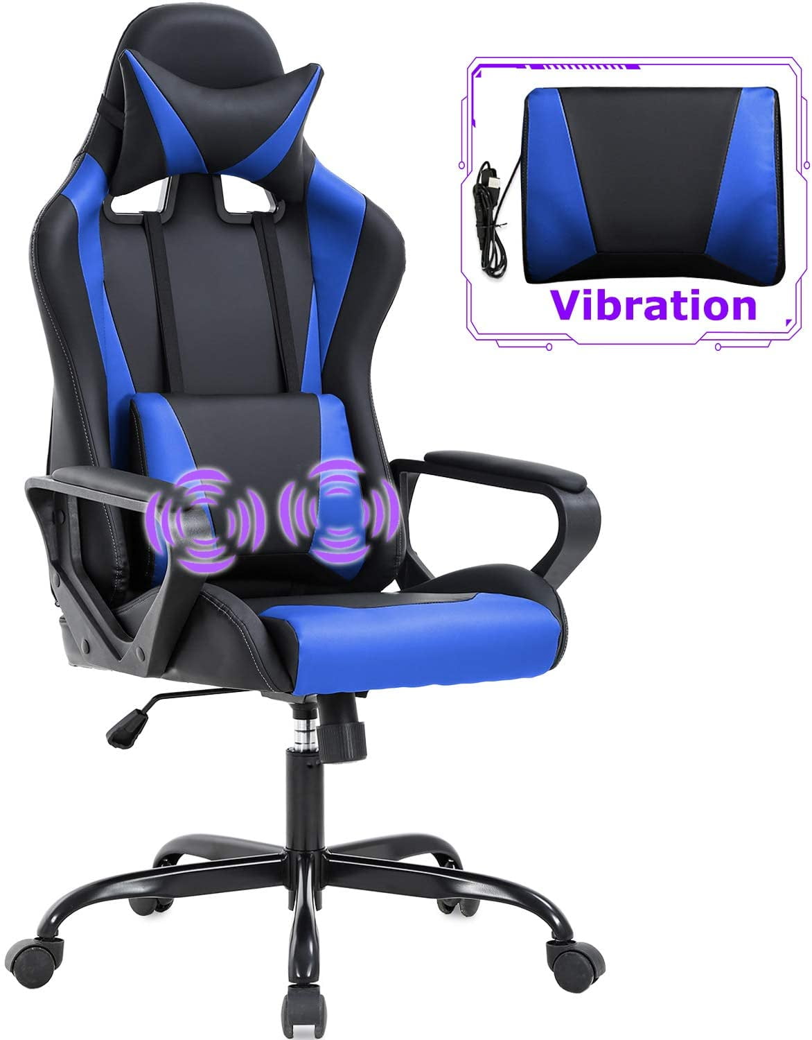 BestOffice Ergonomic Gaming Chair, Lumbar Support, Rolling Swivel for Men,  Women(Blue) - Walmart.com