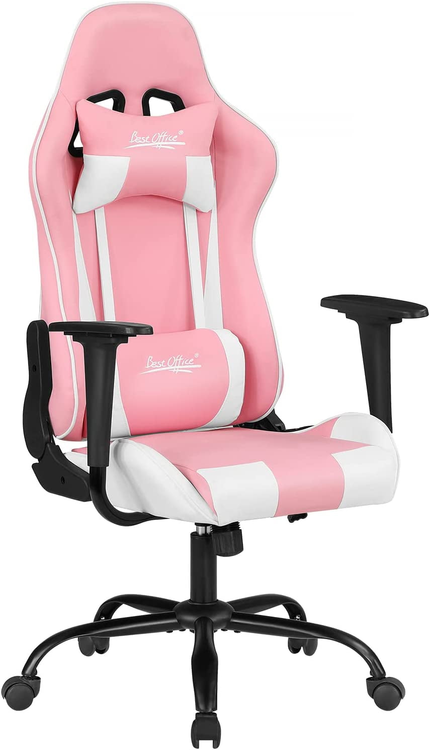 BestOffice Ergonomic Gaming Chair, Lumbar Support, Rolling Swivel for Women(Pink)