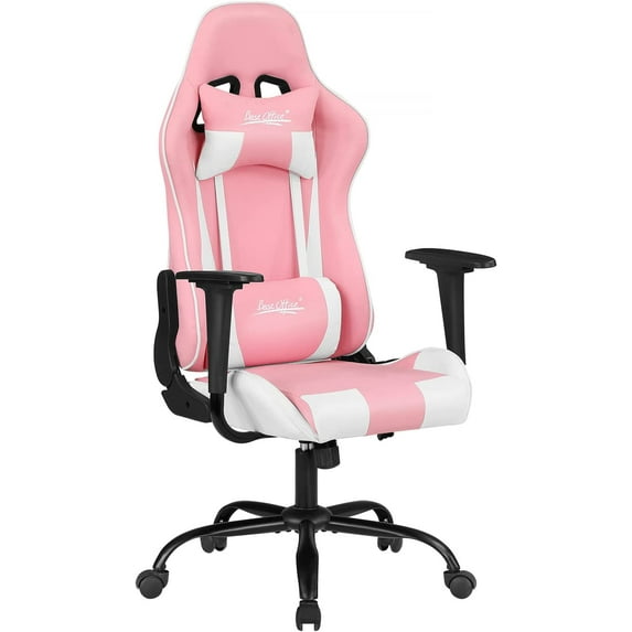 BestOffice Ergonomic Gaming Chair, Lumbar Support, Rolling Swivel for Women(Pink)
