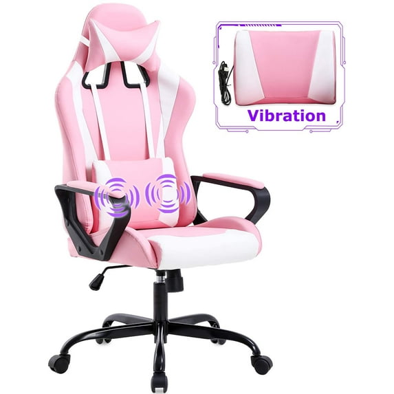 BestOffice Ergonomic Gaming Chair, Lumbar Support, Rolling Swivel for Women(Pink)
