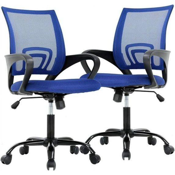 BestOffice Ergonomic Office Chair, Lumbar Support, Adjustable Height with Armrests, 2 Pack,(Blue)