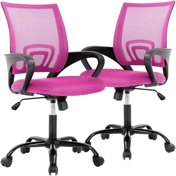 BestOffice Ergonomic Mesh Office Chair, Lumbar Support, Adjustable Height with Armrests for Adults, Teens, 2 Pack(Pink)