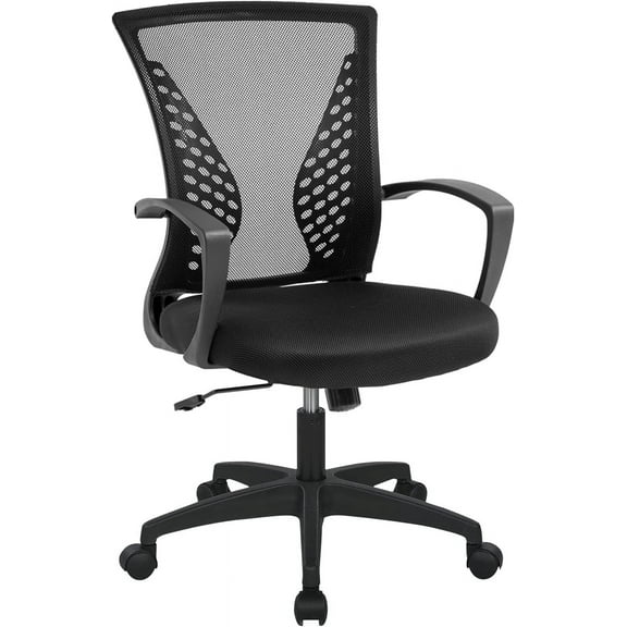 BestOffice Ergonomic Office Chair, Lumbar Support, Adjustable Height with Armrests for Adults(Black)