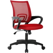 BestOffice New Adult Mesh Mid Back Indoor Commercial Ergonomic and Adjustable Arms Office Chairs Hardware, Red