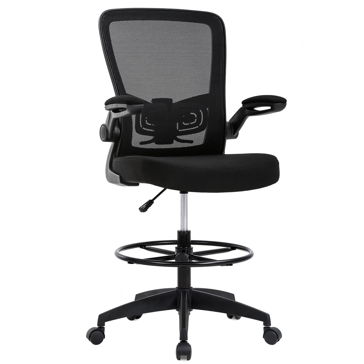 SUPERJARE Drafting Chair with Back, Adjustable Foot Rest, Thick Seat C