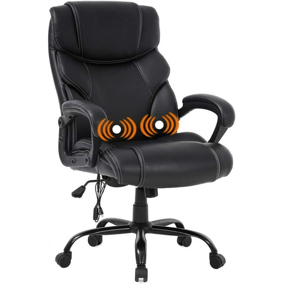 BestOffice Executive Chair with Lumbar Support & Swivel, 400 lb. Capacity, Black