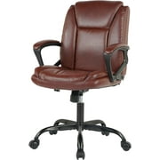 BestOffice Home Office Chair Ergonomic PU Leather Rolling Swivel with Lumbar Support Armrest Adjustable Chair for Men,Brown
