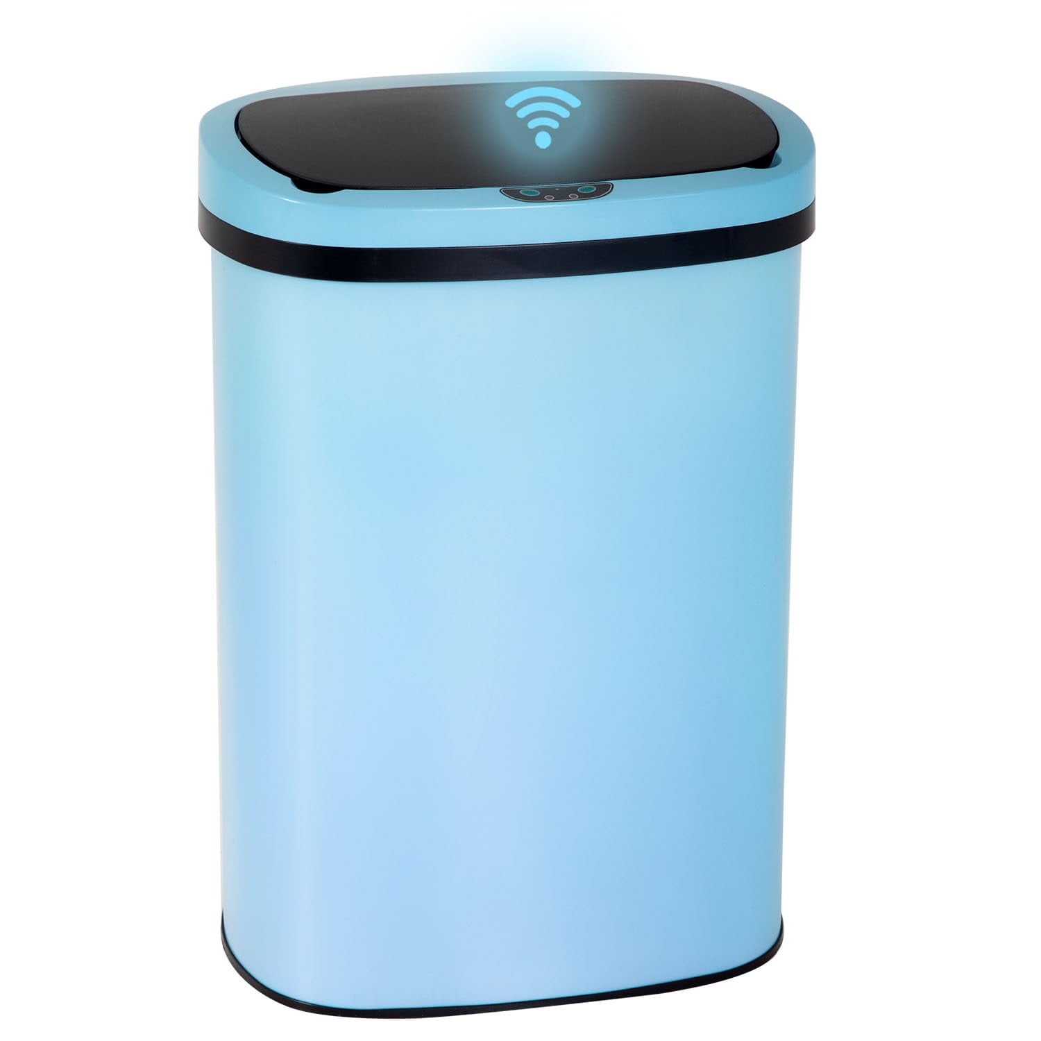 Plastic 13 Gallon Touch Top Trash Can BestOffice Color: Blue