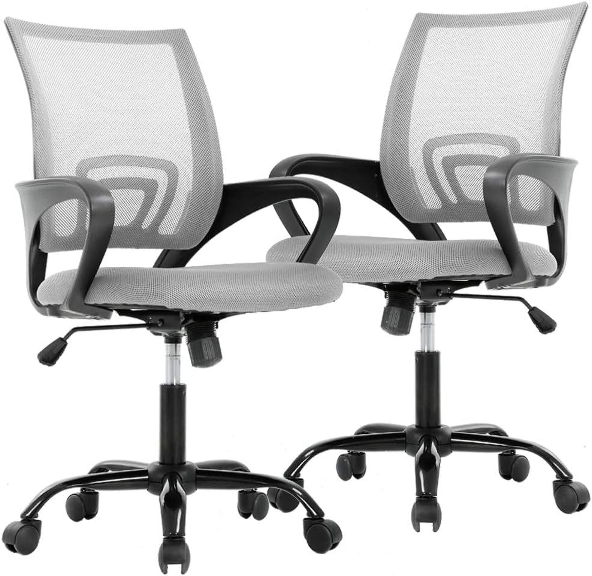 BestOffice Ergonomic Mesh Office Chair, Lumbar Support, Adjustable Height with Armrests for Adults, Teens, 2 Pack(Grey)