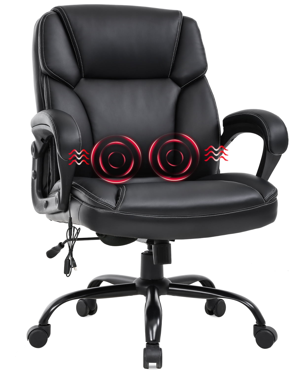 BestOffice Manager's Chair with Lumbar Support & Swivel, 400 lb. Capacity, Black