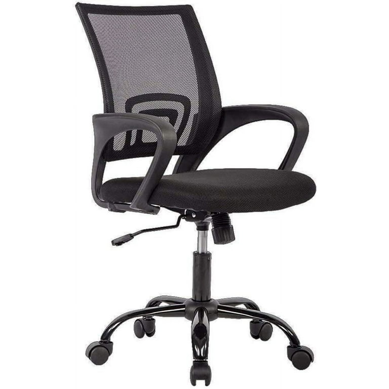 BestOffice Ergonomic Mesh Computer Office Desk Midback Task Chair with Metal Base, Black