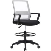 BestOffice Tall Drafting Office Chair, Lumbar Support, Adjustable Arms, Swivel Rolling for AdultsWhite