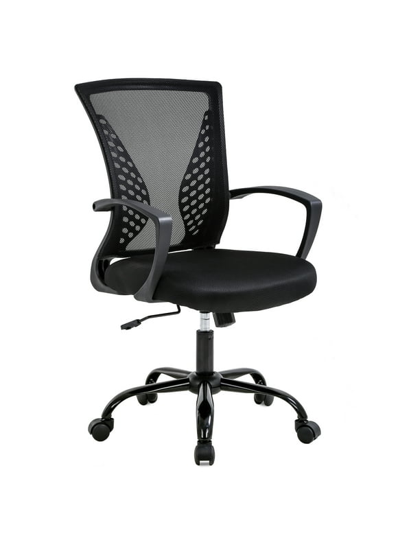 BestOffice Mid Back Mesh Executive Chair with Armrests and Lumbar Support Swivel,Adjustable, Black